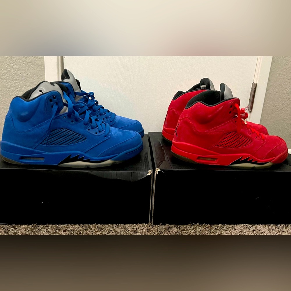 Air Jordan Retro 5 Blue & Red Bundle
